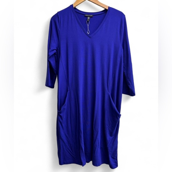 Eileen Fisher Dresses & Skirts - Eileen Fisher Cobalt Blue TENCEL Shift Tunic Dress Size Small Front Pockets NWOT